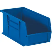 Plastic Stack & Hang Bin Boxes, 10 7/8" x 5 1/2" x 5", Blue, 12/Case