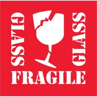 Tape Logic® Labels, "Fragile - Glass", 4" x 4", Red/White, 500/Roll