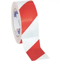 Tape Logic® Striped Vinyl Tape, 7.0 Mil, 2" x 36 yds., Red/White, 24/Case
