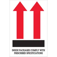 Tape Logic® Labels, "Inside Packages Comply…", Arrow, 4" x 6", Red/White/Black, 500/Roll