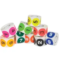 Tape Logic® Easy Order Packs, Numbers, (1-10), 2" Circle, Assorted Colors, 10/Case