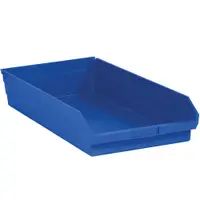 Plastic Shelf Bin Boxes, 23 5/8" x 11 1/8" x 4", Blue, 6/Case