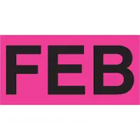 Tape Logic® Months of the Year Labels, "FEB", 3" x 6", Fluorescent Pink, 500/Roll