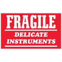 Tape Logic® Labels, "Fragile - Delicate Instruments", 3" x 4", Red/White, 500/Roll
