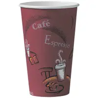 Solo® Paper Hot Cups, 16 oz., Red Bistro Design, 300/Case