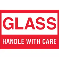 Tape Logic® Labels, "Glass - Handle With Care, 2" x 3", Red/White, 500/Roll