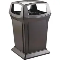 Rubbermaid® Ranger® Trash Can, 45 Gallon, 4-Way, Black, 1/Each