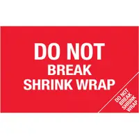 Tape Logic® Flame Labels, "Do Not Break Shrink Wrap" (Bill of Lading), 5" x 8", Red/White, 500/Roll