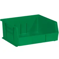 Plastic Stack & Hang Bin Boxes, 10 7/8" x 11" x 5", Green, 6/Case