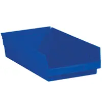 Plastic Shelf Bin Boxes, 17 7/8" x 11 1/8" x 4", Blue, 8/Case