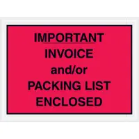 Tape Logic® "Important Invoice and/or Packing List Enclosed" Envelopes, 4 1/2" x 6", Red, 1000/Case