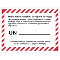 Tape Logic® Labels, "Radioactive Material, Excepted Package", 4 3/8" x 3 1/4", Blue/White, 500/Roll