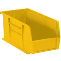 Plastic Stack & Hang Bin Boxes, 10 7/8" x 5 1/2" x 5", Yellow, 12/Case