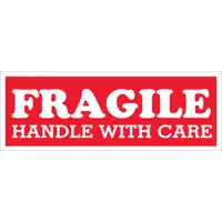 Tape Logic® Labels, "Fragile - Handle with Care," 1-1/2" x 4", Red/White, 500/Roll