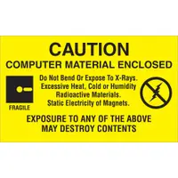 Tape Logic® Labels, "Computer Material Enclosed", 3" x 5", Black/Yellow, 500/Roll