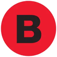 Tape Logic® Letter Labels, "B", 1" Circle, Fluorescent Red, 500/Roll