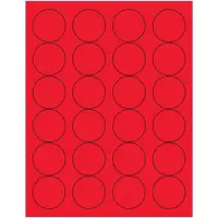 Tape Logic® Fluorescent Circle Laser Labels, 1 2/3", Fluorescent Red, 2400/Case
