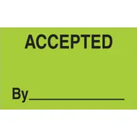 Tape Logic® Labels, "Accepted By", 3" x 5", Fluorescent Green, 500/Roll