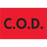 Tape Logic® Labels, "C.O.D.", 2" x 3", Fluorescent Red, 500/Roll
