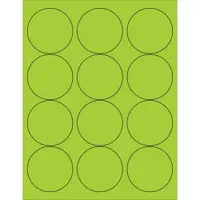 Tape Logic® Circle Laser Labels, 2 1/2", Fluorescent Green, 1200/Case