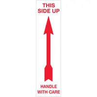 Tape Logic® Labels, "Up - Handle With Care", Arrow, 2 1/2" x 7", Red/White, 500/Roll