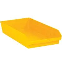 Plastic Shelf Bin Boxes, 23 5/8" x 11 1/8" x 4", Yellow, 6/Case