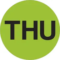 Tape Logic® Inventory Circle Labels, Days of the Week, "THU", 1", Fluorescent Green, 500/Roll