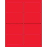 Tape Logic® Rectangle Laser Labels, 4" x 2 1/2", Fluorescent Red, 800/Case