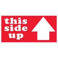 Tape Logic® Labels, "This Side Up", Arrow, 2" x 4", Red/White, 500/Roll