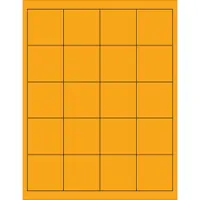Tape Logic® Rectangle Laser Labels, 2" x 2", Fluorescent Orange, 2000/Case