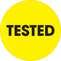 Tape Logic® Labels, "Tested", 2" Circle, Fluorescent Yellow, 500/Roll