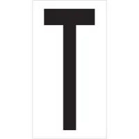 Vinyl Warehouse Letter Labels, "T", 3 1/2", Black/White, 50/Case