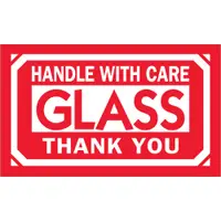 Tape Logic® Labels, "Glass - Handle With Care", 3" x 5", Red/White, 500/Roll