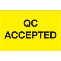 Tape Logic® Labels, "QC Accepted", 2" x 3", Fluorescent Yellow, 500/Roll