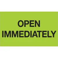 Tape Logic® Labels, "Open Immediately", 3" x 5", Fluorescent Green, 500/Roll