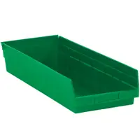 Plastic Shelf Bin Boxes, 23 5/8" x 8 3/8" x 4", Green, 6/Case