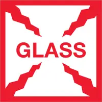 Tape Logic® Labels, "Glass", 4" x 4", Red/White, 500/Roll