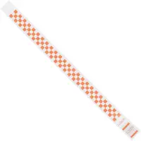 Tyvek® Wristbands, 3/4" x 10", Orange Checkerboard, 500/Case