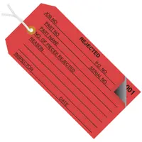 Inspection Tags, 2 Part, Numbered 001-499, Pre-Strung, "Rejected", 4 3/4" x 2 3/8", Red, 500/Case