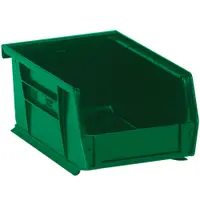 Plastic Stack & Hang Bin Boxes, 7 3/8" x 4 1/8" x 3", Green, 24/Case