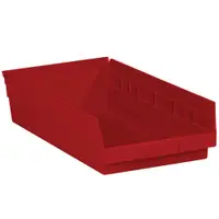 Plastic Shelf Bin Boxes, 17 7/8" x 11 1/8" x 4", Red, 8/Case