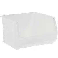Plastic Stack & Hang Bin Boxes, 18" x 16 1/2" x 11, Clear, 3/Case