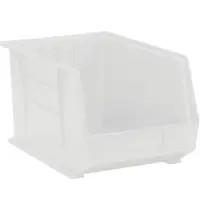 Plastic Stack & Hang Bin Boxes, 10 3/4" x 8 1/4" x 7", Clear, 6/Case