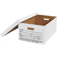 File Storage Boxes, Auto-Lock Bottom, 24" x 15" x 10", White, 12/Case