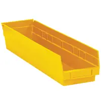 Plastic Shelf Bin Boxes, 23 5/8" x 4 1/8" x 4", Yellow, 16/Case