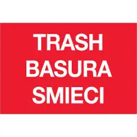 Tape Logic® Rectangle Labels, "Trash/Basura/Smieci", 2" x 3", Red, 500/Roll