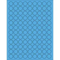 3/4" Fluorescent Blue Circle Laser Labels 100 SHEETS