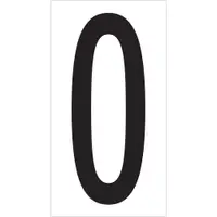 Vinyl Warehouse Number Labels, "0", 3 1/2", Black/White, 50/Case