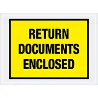 Tape Logic® "Return Documents Enclosed" Envelopes, 7 1/2" x 5 1/2", Yellow, 1000/Case