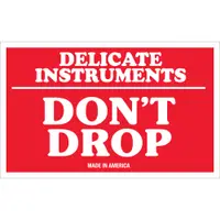 Tape Logic® Labels, "Delicate Instruments - Don't Drop", 3" x 5", Red/White, 500/Roll